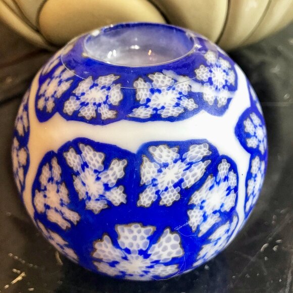 Ball Candle Christmas Snow Snowflake Mosaic 4" Tall New - Picture 1 of 3